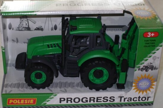 traktors zaļš ar lāpstu