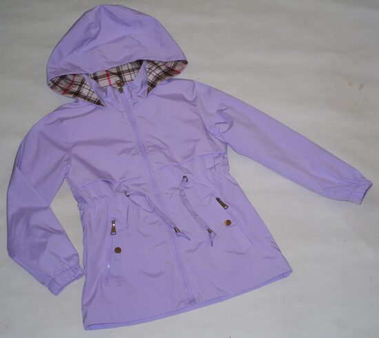 134/140, 146/152, 158/164, 164/170cm plānā vējjaka meitenēm ceriņi