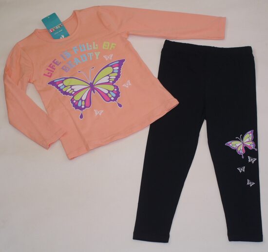 104/110, 110/116, 116/122, 122/128cm ikdienas kostīmi meitenēm taurenis persiks