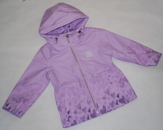 98/104, 104/110, 110/116, 116/122, 122/128cm pavasara/rudens vējjaka meitenēm lillā sirsniņas