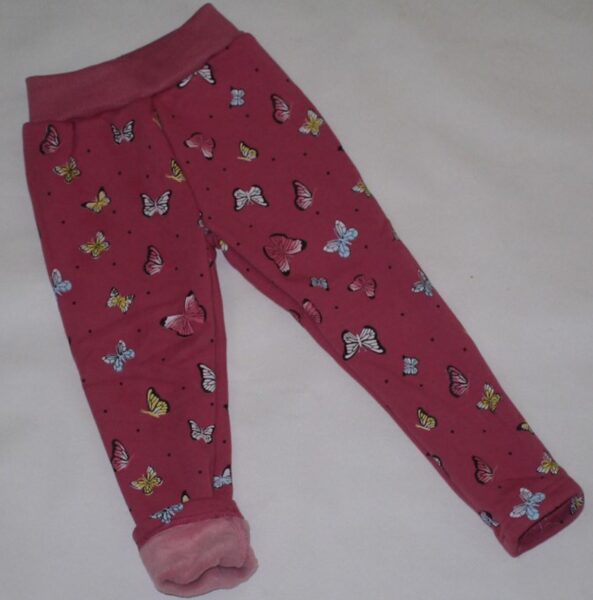 92/98, 98/104, 104/110, 110/116, 116/122cm siltie legingi taureņi sarkanbrūni