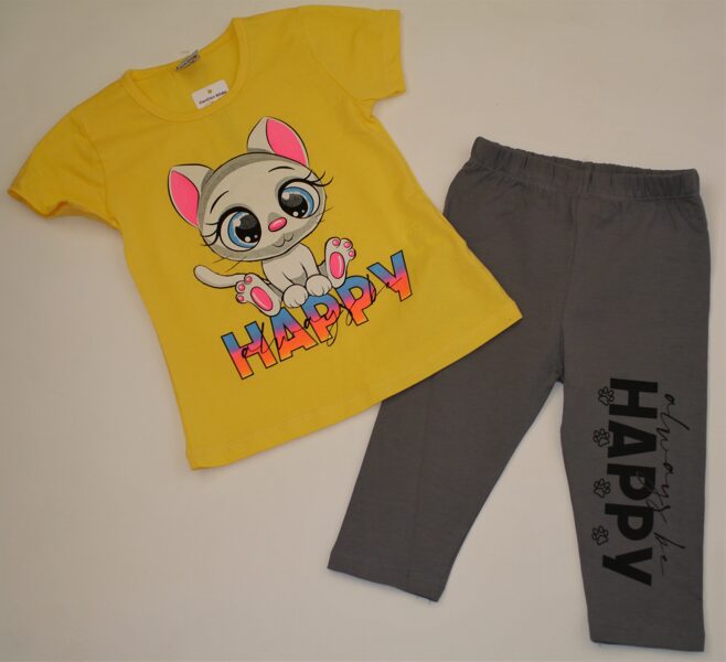 98/104cm vasaras kostīms meitenei kaķis happy dzeltens