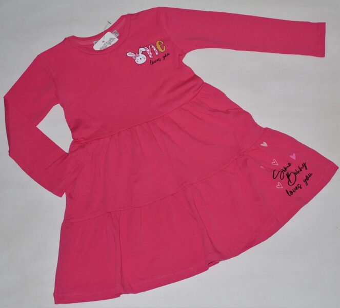 116/122, 122/128cm kleita volāni rozā