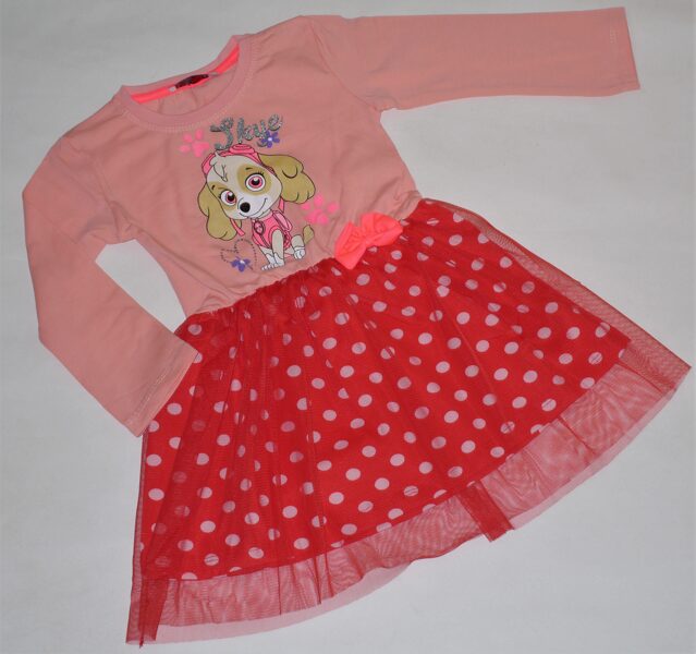 80/86, 86/92cm kleita ķepu patruļa persiks ar pumpiņām