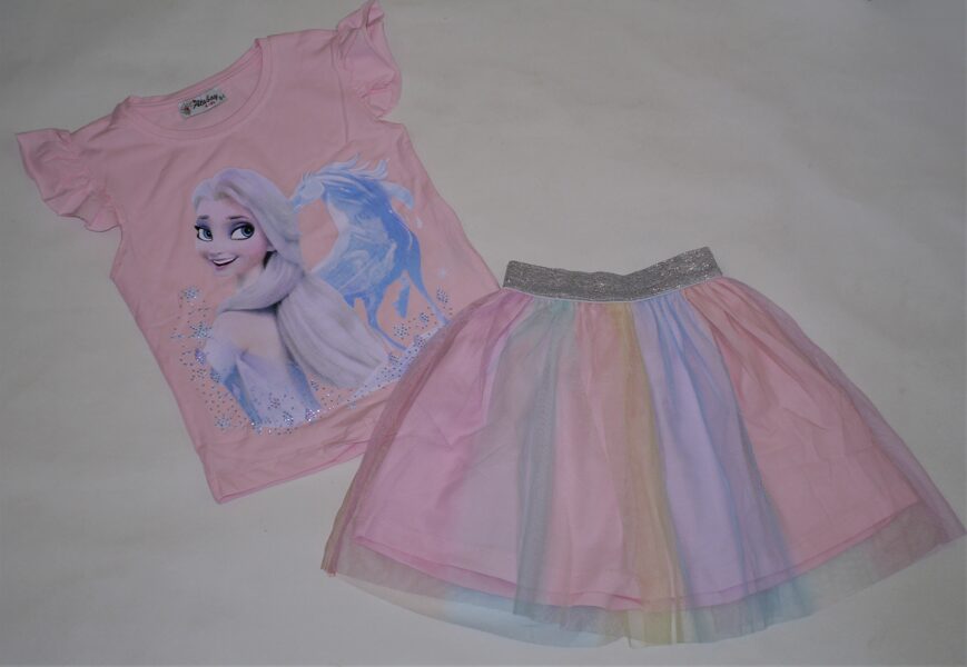 86/92cm vasaras kostīms ar svārkiem Elza maigi rozā