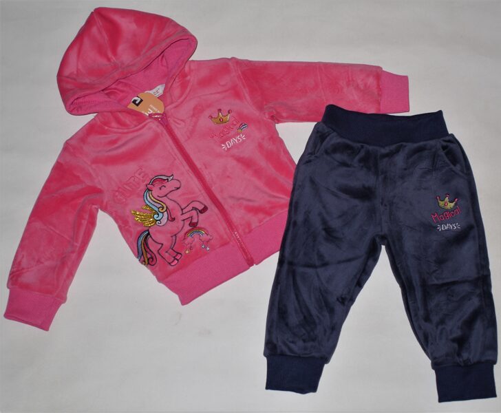 80cm siltināti velūra kostīmi meitenēm rozā