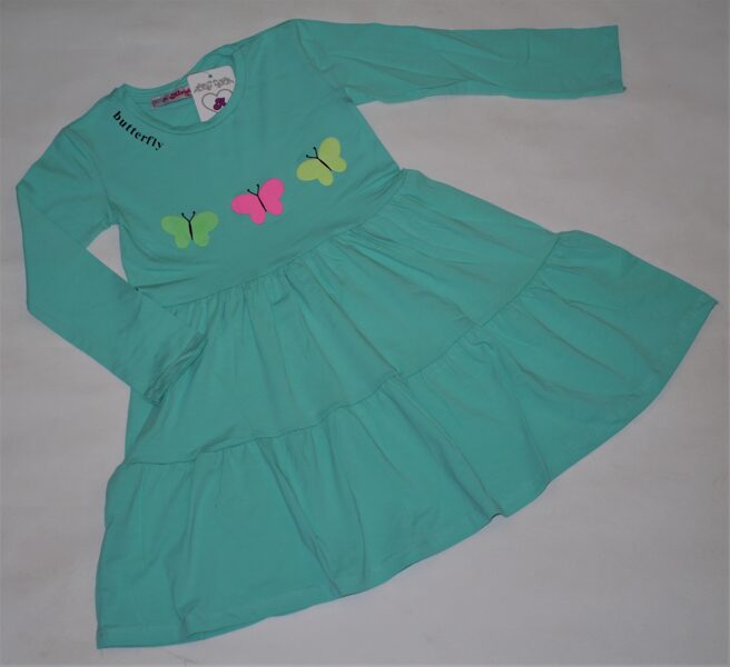 110/116, 122/128cm kleita trīs taureņi zaļa