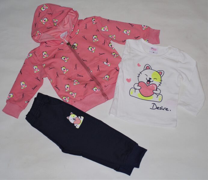 74/80, 98/104cm 3 daļīgs kostīms meitenēm kaķis