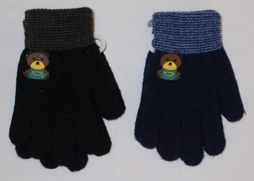 3-5gadi melni un zili cimdi ar brūnu lāci