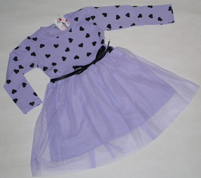 86/92, 92/98cm lillā kleita ar sirsniņām