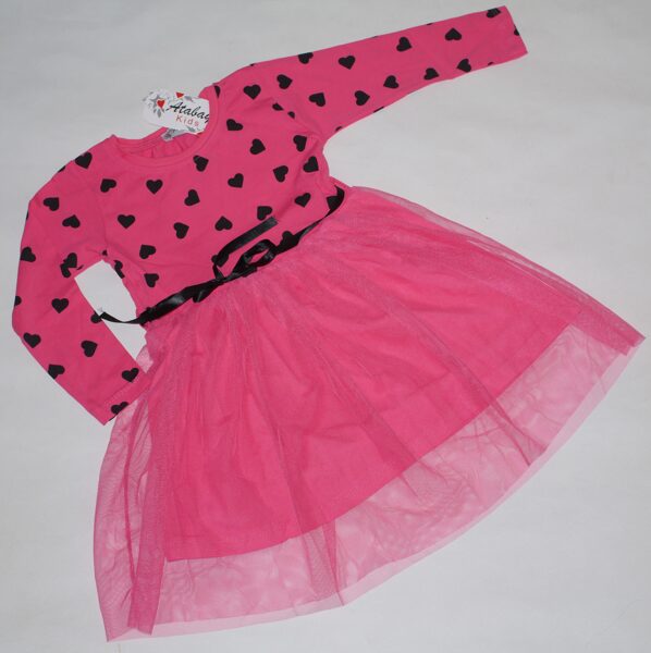 110/116, 116/122cm rozā kleita ar sirsniņām