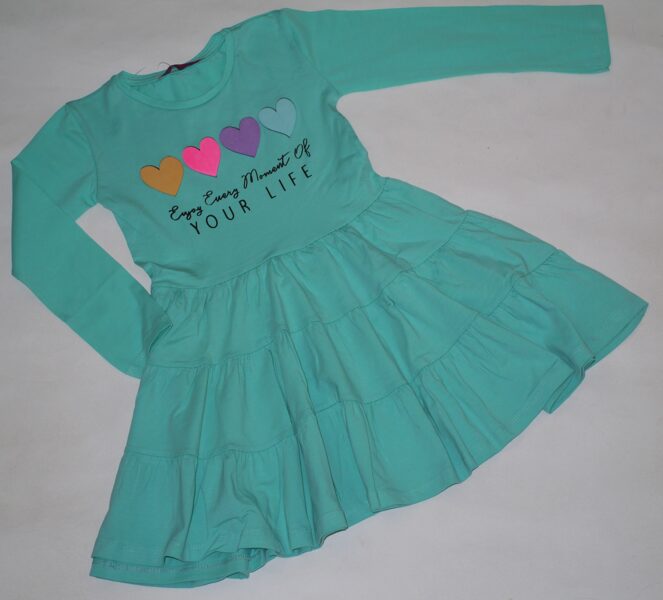 104/110, 116/122, 122/128cm kleita zaļa 4 sirdis