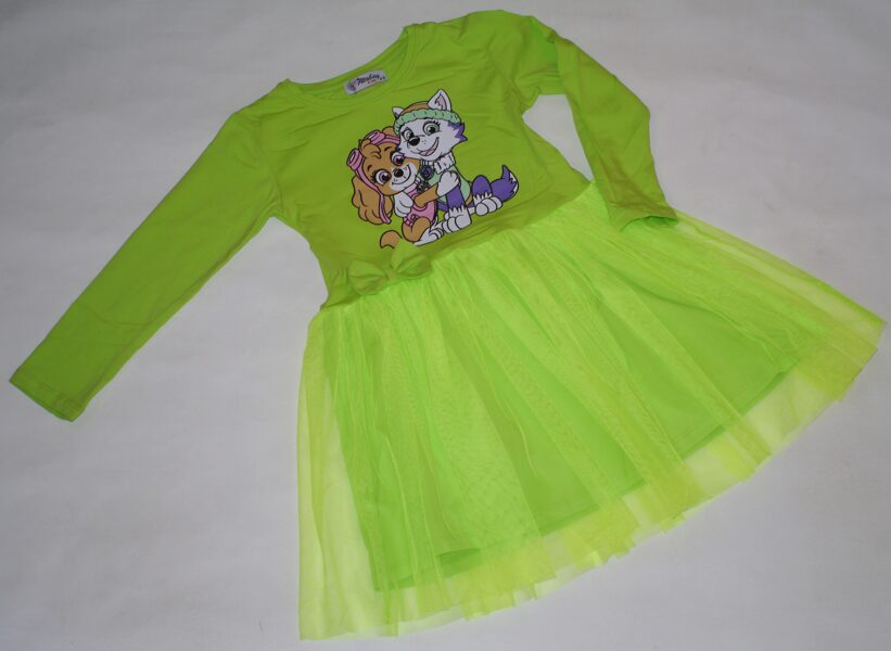 110/116, 122/128cm salātzaļa kleita ķepu patruļa