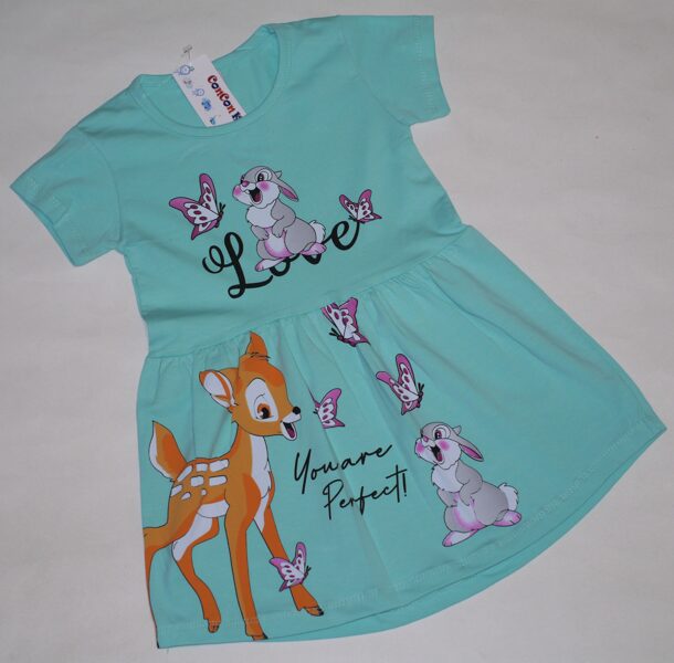 104, 110cm vasaras kleita zaķis stirna zaļa