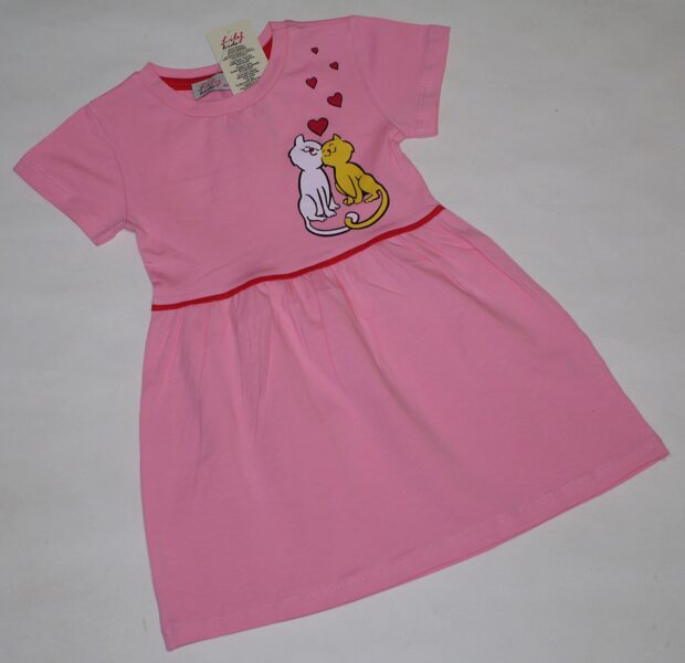 92, 98cm vasaras kleita 2 kaķi rozā