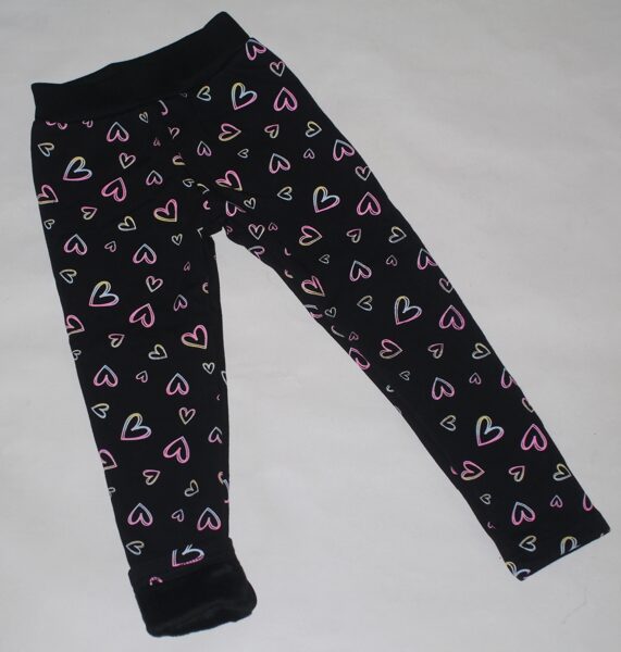 116/122, 140/146cm siltie legingi sirsniņas melni